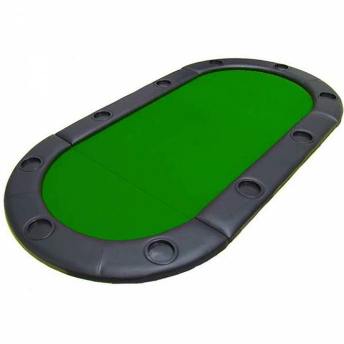 Pokertischdeckel "TRIO GREEN" oval - Holzplatte und Filzmatte - Schaumstoffkanten mit Kunstleder - 180x90 cm
