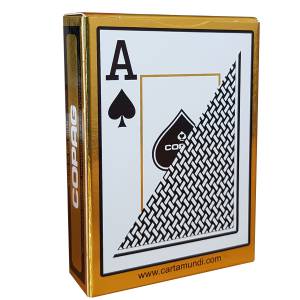 Copag "TEXAS HOLD'EM GOLD" - Jeu de 55 cartes 100% plastique – format poker – 2 index jumbo
