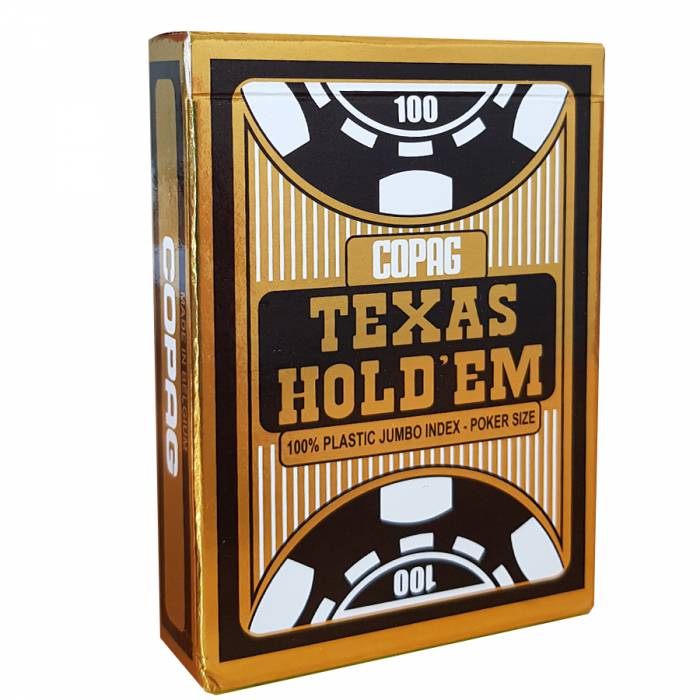 Copag "TEXAS HOLD'EM GOLD SCHWARZ" - 55-Karten-Spiel aus 100% Kunststoff - Pokergroßformat - 2 Jumbo-Indizes