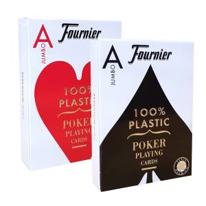 Duo Pack Fournier "TITANIUM SERIES" Jumbo - 2 Jeux de 55 cartes 100% plastique – format poker - 2 index Jumbo