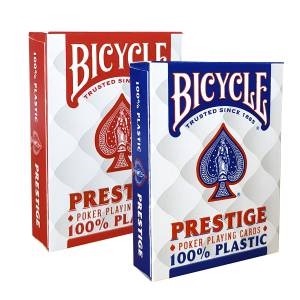 Duo Pack Bicycle "PRESTIGE" - 2 jeux de 55 cartes 100% Plastique – format poker – 2 index jumbo