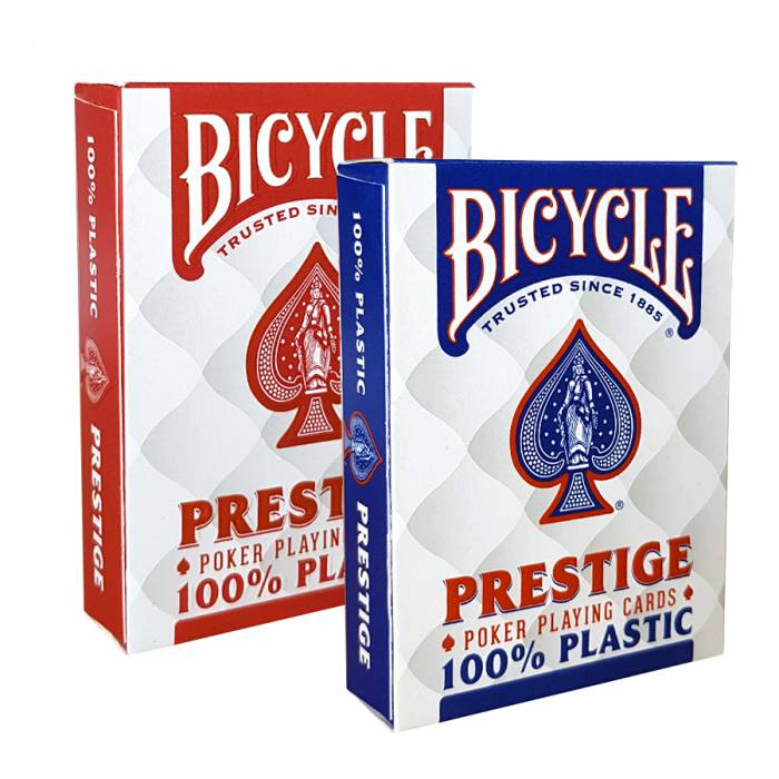 Duo Pack Bicycle "PRESTIGE" - 2 jeux de 55 cartes 100% Plastique – format poker – 2 index jumbo