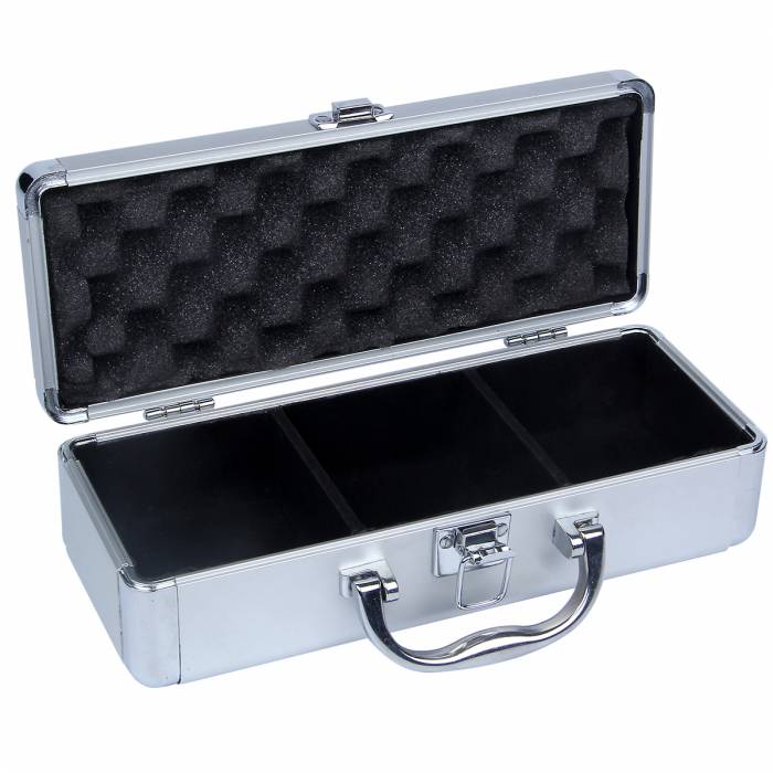 Aufbewahrungskoffer "ALU" für 60 Standard-Pokerchips aus Aluminium - mit Griff