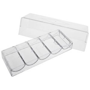 "CLASSIC+" storage rack for 100 poker chips - made of acrylic - 5 x 20 poker chips - with cover.