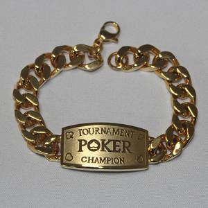 Bracelet argenté POKER TOURNAMENT CHAMPION – livré dans un écrin en simili cuir