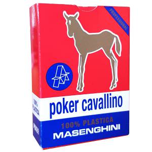 Duo pakc Masenghini "CAVALLINO" - 2 Jeux de 55 cartes 100% plastique - Format Poker XL - 4 index standards