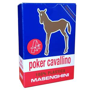 Duo pakc Masenghini "CAVALLINO" - 2 Jeux de 55 cartes 100% plastique - Format Poker XL - 4 index standards
