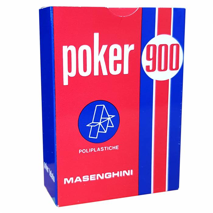 Masenghini "POKER 900" - Jeu de 55 cartes cartonnée plastifiées - Format Poker XL - 4 index standards