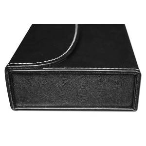 Leather storage case for 2 card decks - space for 5 dice - black velvet interior