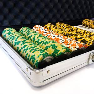 "500 Poker Chips Set "CROWN" - TOURNAMENT version - made of 14g clay composite - with accessories"
