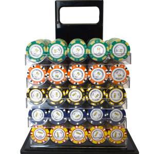 Jaula de pájaros de 1000 fichas de poker "CROWN" - versión TORNEO - en compuesto de arcilla de 14 g.