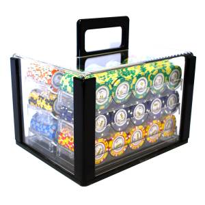Bird Cage of 600 "CROWN" Poker Chips - TOURNAMENT Version - in 14g clay composite.