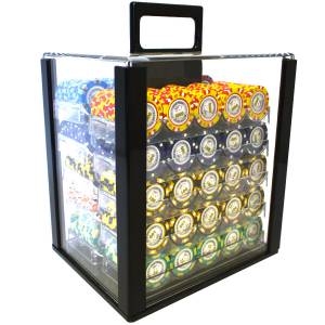 Jaula de pájaros de 1000 fichas de poker "CROWN" - versión TORNEO - en compuesto de arcilla de 14 g.