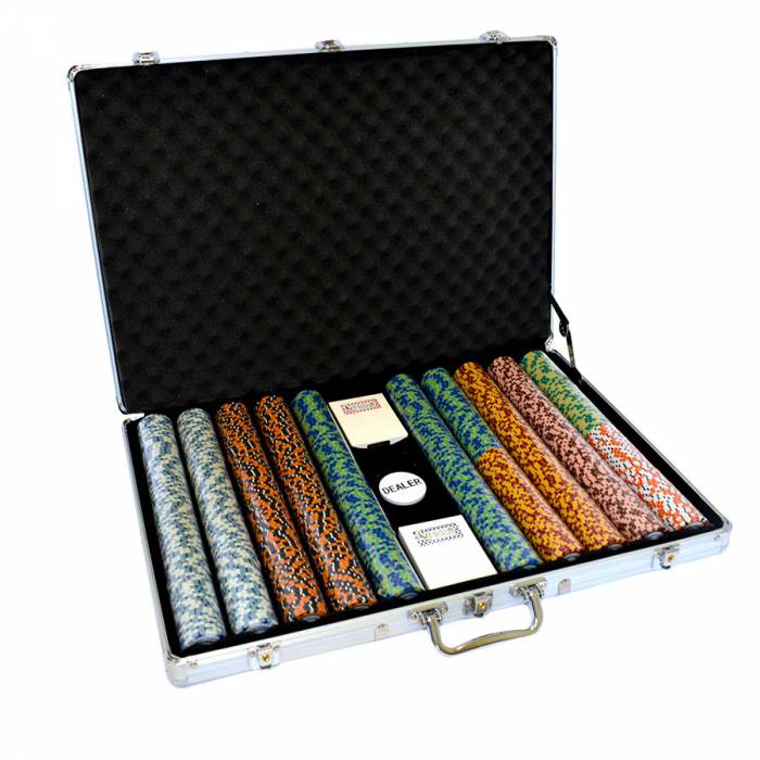 Coffret de Poker, Malette Jeu de Jetons de Poker avec 1000 jetons Laser Aluminium
