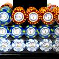Vogelkooi met 600 pokerchips "CROWN" - CASH GAME-versie - gemaakt van klei-composiet met een gewicht van 14 g.