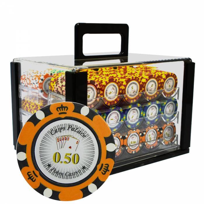 600 "CROWN" Poker Chip Bird Cage - CASH GAME version - made of 14g clay composite chips.