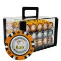 Jaula de pájaros con 600 fichas de póker "CROWN" - versión CASH GAME - en composite de arcilla de 14 g.