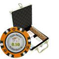 Maletín de 100 fichas de póker "CROWN" - versión CASH GAME - de arcilla compuesta de 14 g - con accesorios.