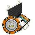 Maletín de 200 fichas de póker "CROWN" - versión CASH GAME - en compuesto de arcilla de 14 g - con accesorios.