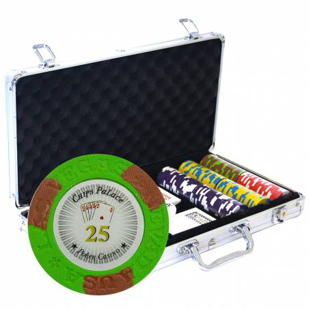 Mallette de 300 jetons de poker "LAS VEGAS" - version TOURNOI - en clay composite 14 g - avec accessoires