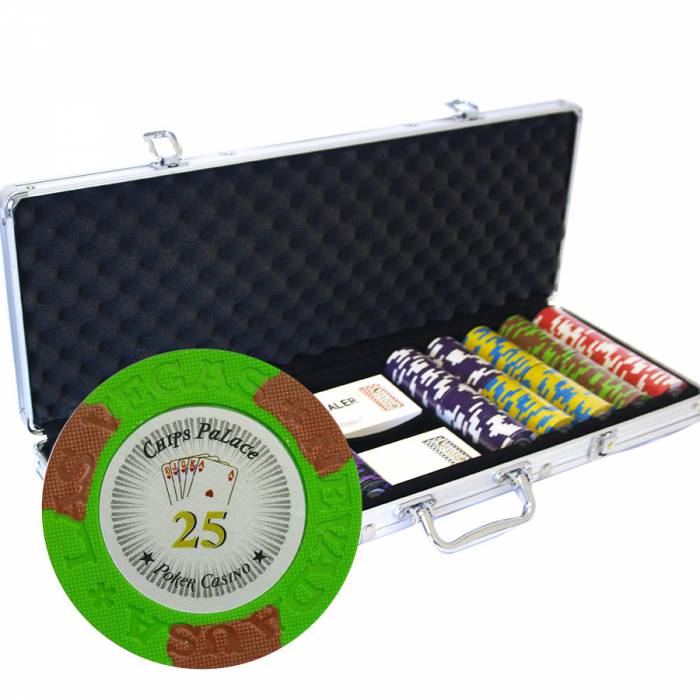 Valigetta da 500 chip da poker "LAS VEGAS" - versione TORNEO - in clay composite da 14 g - con accessori
