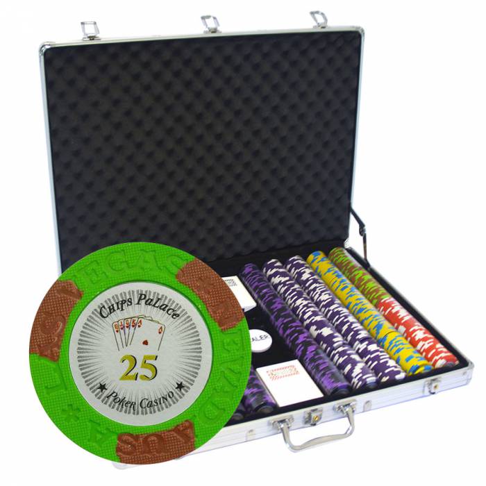 Mallette de 1000 jetons de poker "LAS VEGAS" - version TOURNOI - en clay composite 14 g - avec accessoires