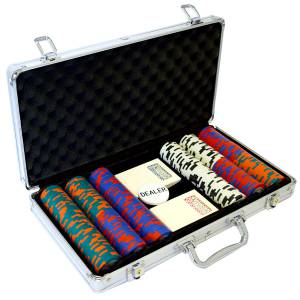 Estuche de 300 fichas de póker "LAS VEGAS" - versión CASH GAME - en compuesto de arcilla de 14 g - con accesorios.