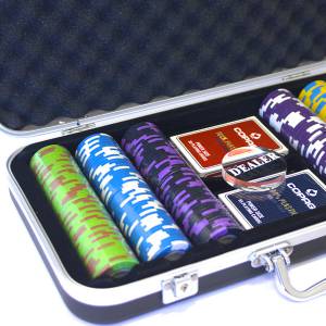 Mallette Premium de 300 jetons de poker "LAS VEGAS"  - version TOURNOI - en clay composite 14 g - avec accessoires