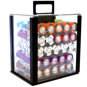 Jaula de pájaros de 1000 fichas de póker "LAS VEGAS" - versión CASH GAME - en arcilla compuesta de 14 g - con accesorios.
