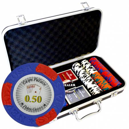 Mallette Premium de 300 jetons de poker "LAS VEGAS"  - version CASH GAME - en clay composite 14 g - avec accessoires