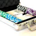 Walizka z 100 żetonami pokerowymi "ULTIMATE POKER CHIPS" - wersja TURNIEJOWA - z wkładką metalową ABS o wadze 12 g - z akcesoria