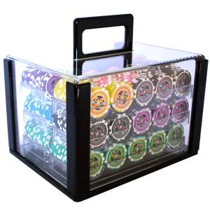 Vogelkooi met 600 pokerschijven "ULTIMATE POKER CHIPS" - toernooiversie - ABS-inzet met metalen kern van 12 g.
