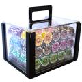 Vogelkooi met 600 pokerschijven "ULTIMATE POKER CHIPS" - toernooiversie - ABS-inzet met metalen kern van 12 g.