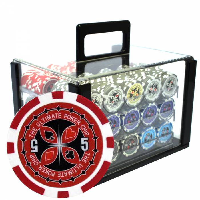 Bird Cage de 600 jetons de poker "ULTIMATE POKER CHIPS" - version CASH GAME - ABS insert métallique 12 g.