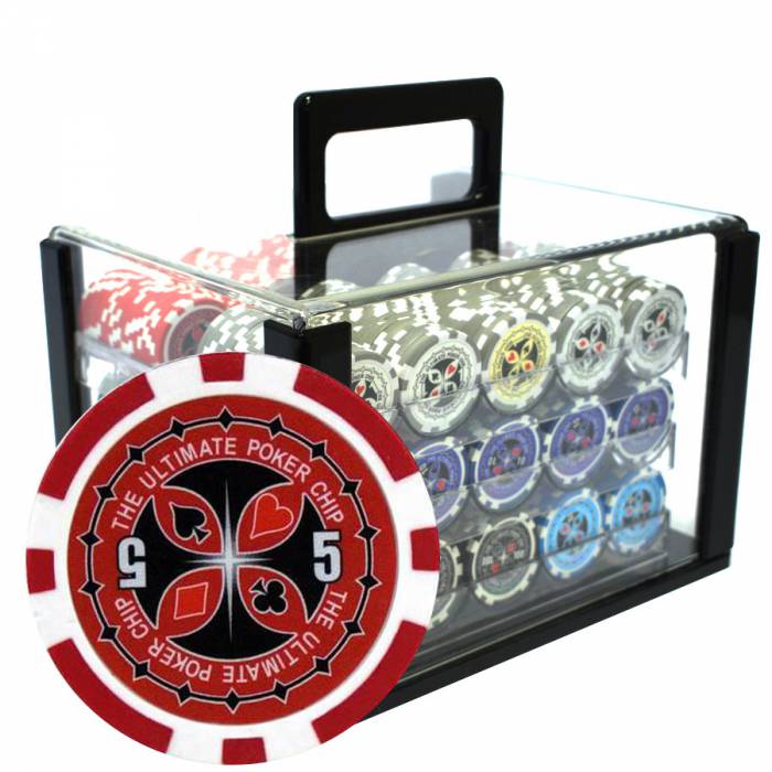Jaula para pájaros con 600 fichas de póker "ULTIMATE POKER CHIPS" - versión CASH GAME - ABS inserto metálico de 12 g.