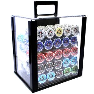 Gabbia per uccelli di 1000 chip da poker "ULTIMATE POKER CHIPS" - versione CASH GAME - Inserto in ABS metallico da 12 g.