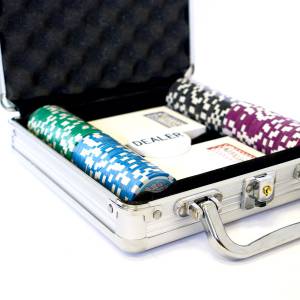 Mallette de 100 jetons de poker "YING YANG" - version TOURNOI - en ABS insert métallique 12 g - avec accessoires