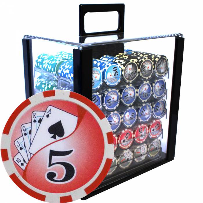 Jaula de pájaros de 1000 fichas de póker "YING YANG" - versión CASH GAME - ABS con inserto metálico de 12 g.