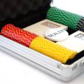 Mallette de 100 jetons de poker "SUITED COLOR" - en ABS insert métallique 12 g - avec accessoires