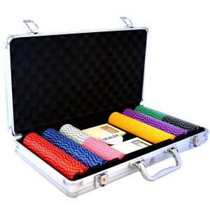 Maletín de 300 fichas de póker "SUITED COLOR" - en ABS con inserciones metálicas de 12 g - con accesorios.