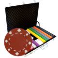 Pokerkoffer mit 1000 "SUITED COLOR" Pokerchips - aus ABS mit 12 g metallischem Einsatz - mit Zubehör.