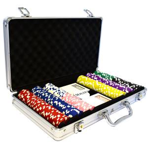 Estuche de poker de 300 fichas "DICE COLOR" - en ABS con inserto metálico de 12 g - con accesorios.