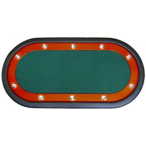 Tavolo da poker "NEVADA GREEN" - gambe pieghevoli - race track - 10 giocatori - tappeto in microfibra - bordi in similpelle