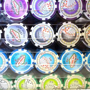 Jaula para pájaros de 1000 fichas de póquer "BIENVENIDO A LAS VEGAS" - versión TORNEO - inserción de ABS metálico de 12 g.