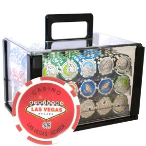 Bird Cage de 600 jetons de poker "WELCOME LAS VEGAS" - version CASH GAME - ABS insert métallique 12 g.