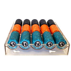 Rack de rangement "ENCASTRABLE" pour 100 jetons de poker – en acrylique – 5 x 20 jetons de poker – sans couvercle