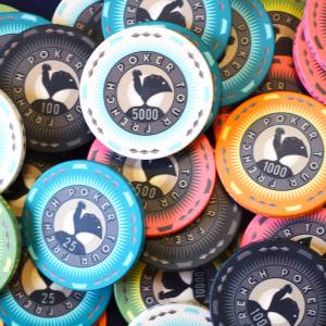 Bird Cage de 600 jetons de poker "FRENCH POKER TOUR" - en céramique 10 g - avec accessoires