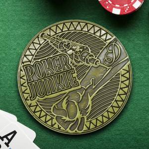 Guardia carte "POKER JUNKIE" - 45mm - in metallo - EDIZIONE LIMITATA