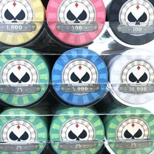 Bird Cage de 600 jetons de poker «SPADS VINTAGE»en céramique 10 g EXCLUSIVITÉ CARTES PRODUCTION