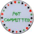 Kaarthouder "POT COMMITTED" - van metaal - 2 verschillende kanten - diameter van 50 mm